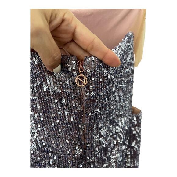 Nookie Lumiere Sequin Strapless Midi Dress Formal Gala Hoco Party Black Tie M - Picture 14 of 15